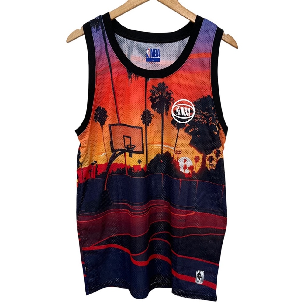 NBA Sunset Basketball Court Basketball Tank Top Men’s Large